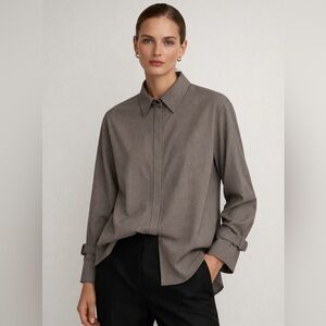 Joseph Renne Mini Dogtooth Virgin Wool Blend Suiting Shirt Size 36 (FR) US 6